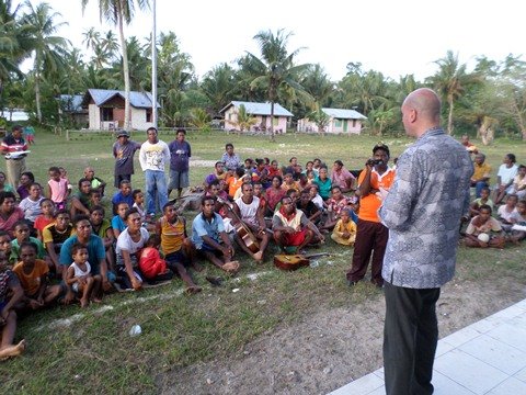 Socialisation presentation on solar energy, Pasi island, Biak, West Papua, Indonesia